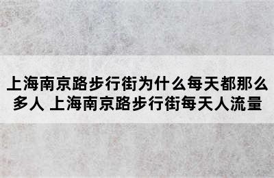 上海南京路步行街为什么每天都那么多人 上海南京路步行街每天人流量